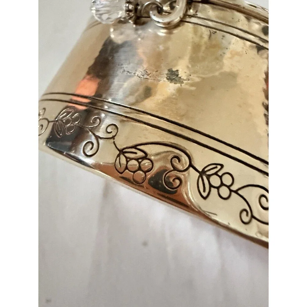 Brighton Skribbel Round Trinket Box G80830 Silver Scrollwork Hearts Cottagecore